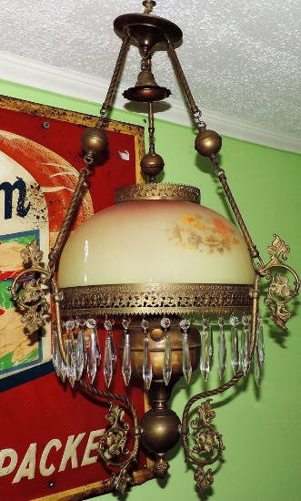 Victorian Hanging Lamp with Original Shade