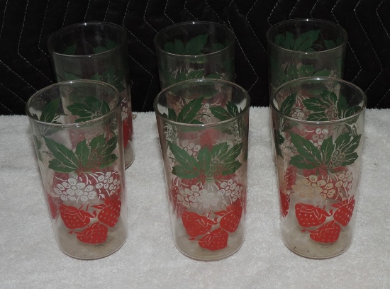 Set of (6) Vintage Strawberry Glasses