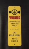 Vintage Metal Bell System  Underground Cable Sign