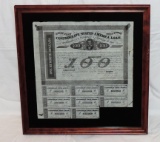 Framed Original Confederate States 100 Bond Note