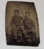 2 Seated Arkansas CW Confederate Soldiers Tintype