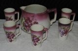 Porcelain Pitcher with 5 Cups