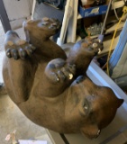 Plaster Bear Table with Glass Top