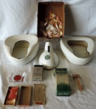 Lot of NOS Enamel Bend Pans and Apothecary Items