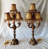 Pair of Newer Decorative 5 Arm Table Lamps