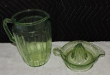 (2) Pieces of Green Depression Glass