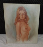 Vintage Artist Signed Nude Oil on Canvas