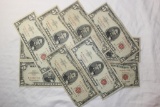 (10) 1963 5 Dollar Red Seal Notes