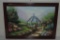 Oil On Canvas Garden Scene In Wood Frame