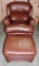 Hancock & Moore Brown Leather Reclining Arm Chair & Ottoman