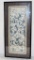 Blue & White Silk Embroidered Oriental Cloth Panel In Frame