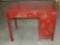 Red Painted Oriental Designed Computer Table