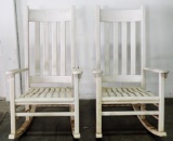 Pair Of White Wood Porch Rockers