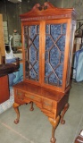 Antique English 2 Pc Mahogany Chippendale Display Cabinet