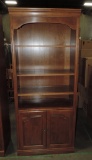 Ethan Allen Maple Open 3 Shelf Bookcase With Lower Cupboard Doors