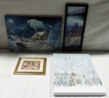 Lot Of 2 Wall Canvas Prints & Color Prints In Frames