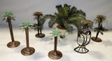 Box Lot Palm Tree Candleholders, Iron Palm tree Candleholder & Artificial Palm