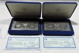 2 National Collectors Mint 1999 $1 Silver Certificates In Blue Velvet Case