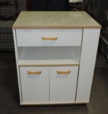 White Roll Around Kitchen Cabinet/Microwave Cart