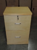 Blond Wood 2 Drawer Hanging File Cabinet With Key
