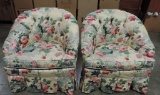 Pair Of Floral Covered Arm Chairs