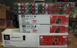 Lot Of 3 Pine  3 Foot Christmas Trees And New Christmas Bulbs In Box