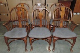 Set Of 6 Queen Anne  Style  Drexel Heritage Walnut Dinning Room Chairs