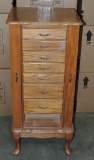 Oak 8 Drawer Jewelry Chest With Lift Lid