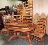 9 Pc Oak Kitchen Table & Chair Set