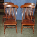 Set Of 4 Walnut Finish Chairs