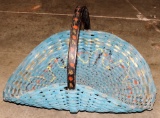 A Antique Blue Paint Decorated Basket