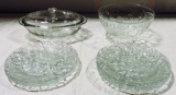 Tray Lot Fruit Embossed Plates & Bowl & Covered Casserole Bowl