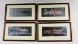 4 Framed Foil Art Railroad Prints