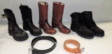 Box Lot Of Leather Boots & Belts