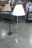 Round Glass  Top Pole Lamp And Black Pole Lamp