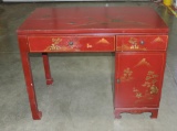 Red Painted Oriental Designed Computer Table