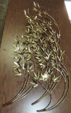 Vintage Gold Metal Wall Plaque Tree Limb & Leaf Design