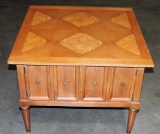 Wood 2 Door Burl Top End Table