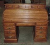 Contemporary Oak Roll Top Desk