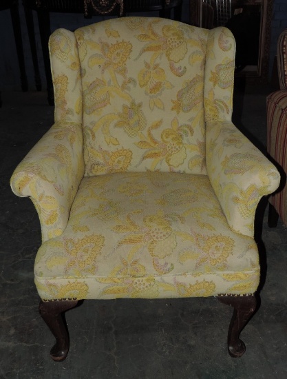 1970's Upholstered Yellow Arm Chair
