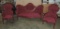 3 pc Mahogany Rose Carved Victorian-Style Sofa & 2 Matching Armchairs