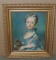 Color Chromolithograph Of Woman With Cat In Antique Gold Frame
