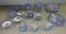 Large Tray Lot Blue Willow Dishes By Different Makers