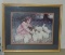 Gold Framed Victorian Style Color Print Of Child Feeding Rabbits