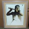 Signed Color Print Of Woman Playing Wood Flute In Frame