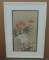 Signed Oriental Ibis & Floral Print In Frame