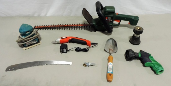 Box lot Tools & Black & Decker Electric Hedge Trimmer