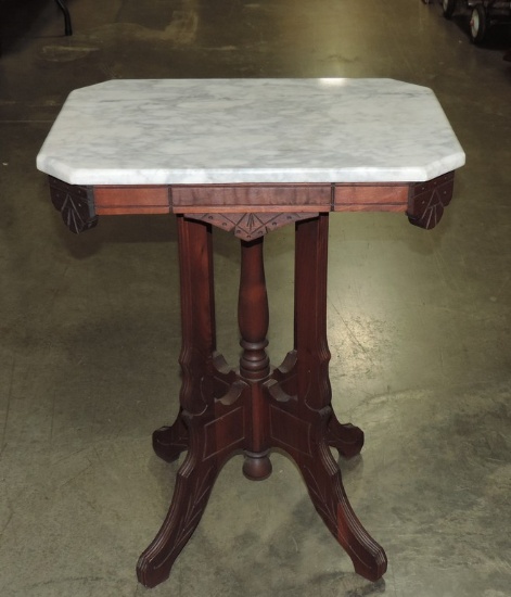 Walnut Eastlake Victorian Marble Top Table
