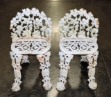 Pair Of Cast Iron Grape Design Patio Chairs