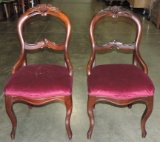 Pair Of Mahogany Victorian Balloon Back Side Chairs